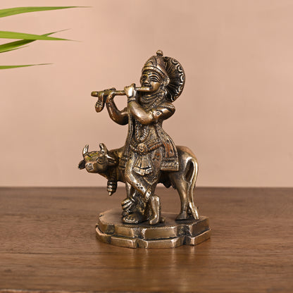 Brass Krishna Idol (5")
