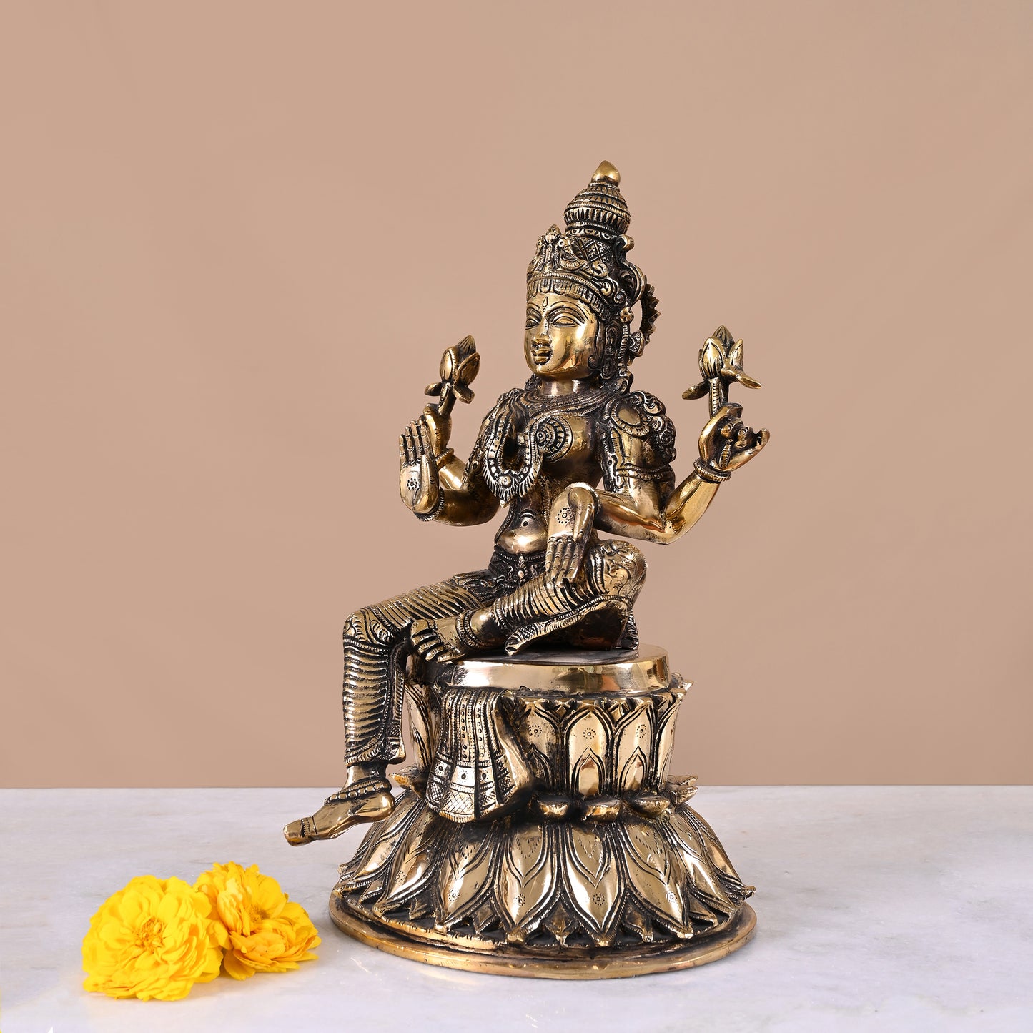 Large Brass Lakshmi Statue (14.5")