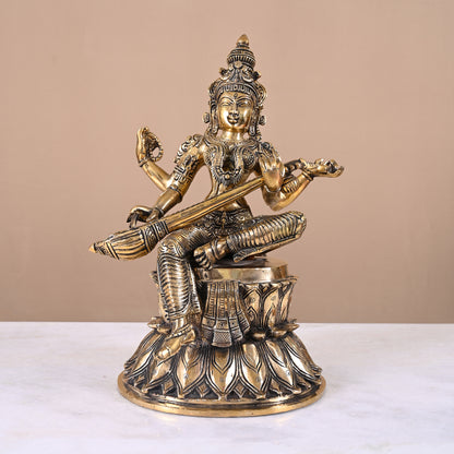 Brass Goddess Saraswati Idol ( 14" )