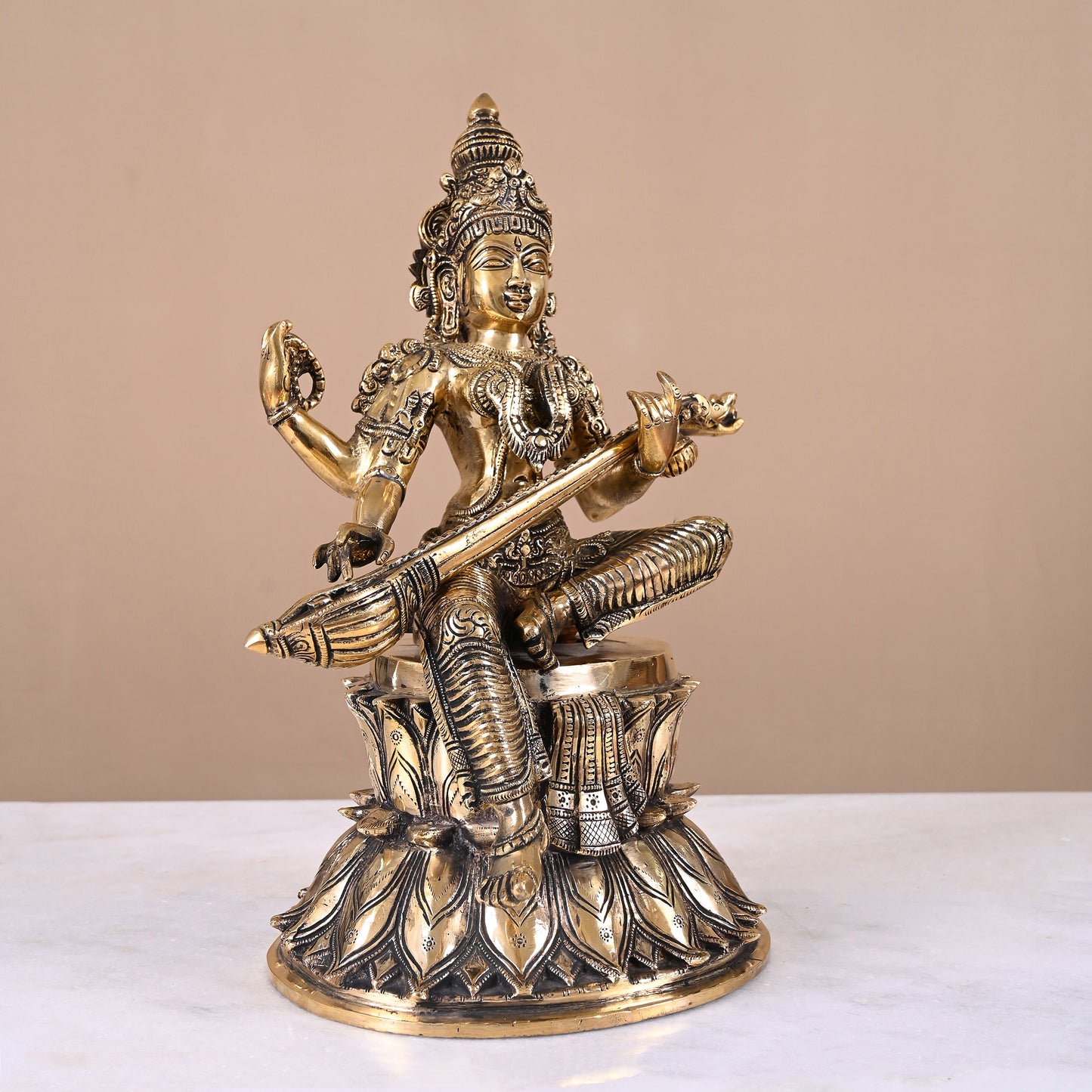 Brass Goddess Saraswati Idol ( 14" )