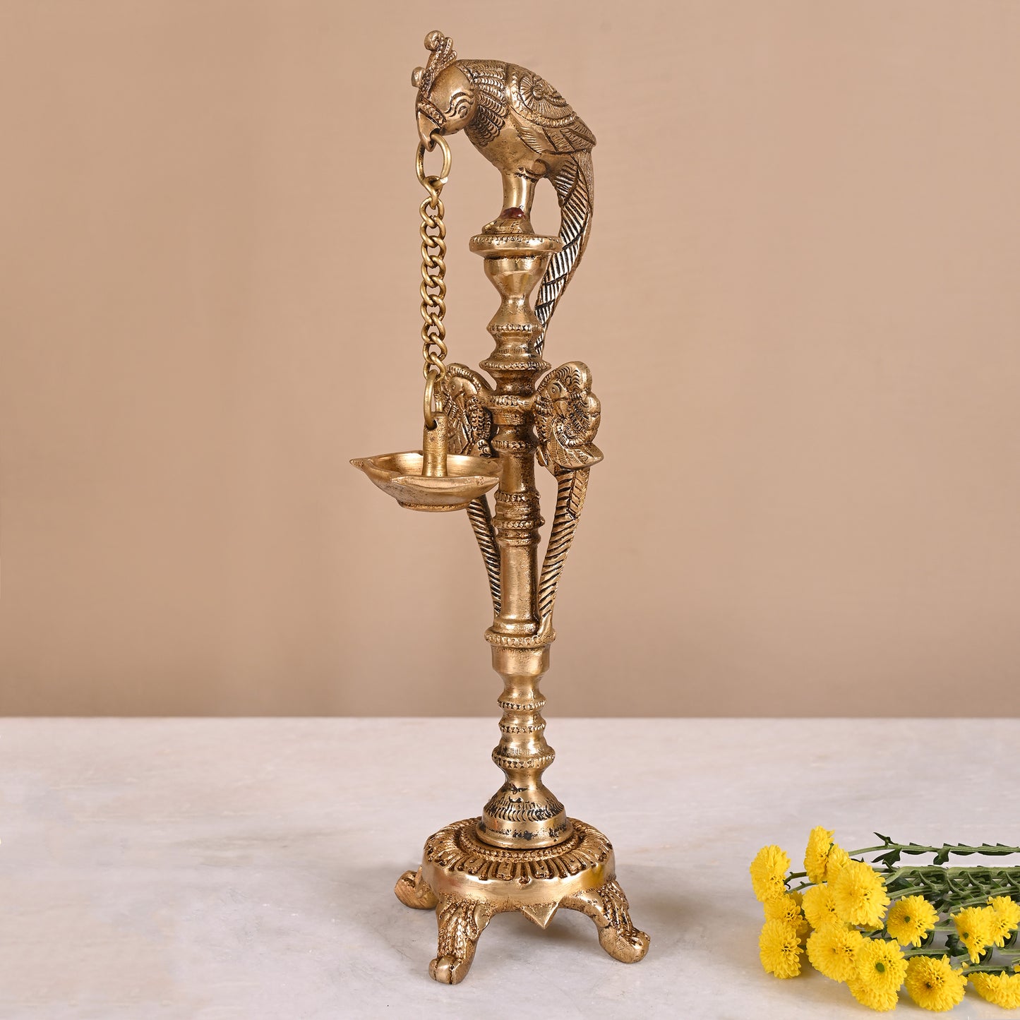 Brass Parrot Standing Lamp ( 12" )