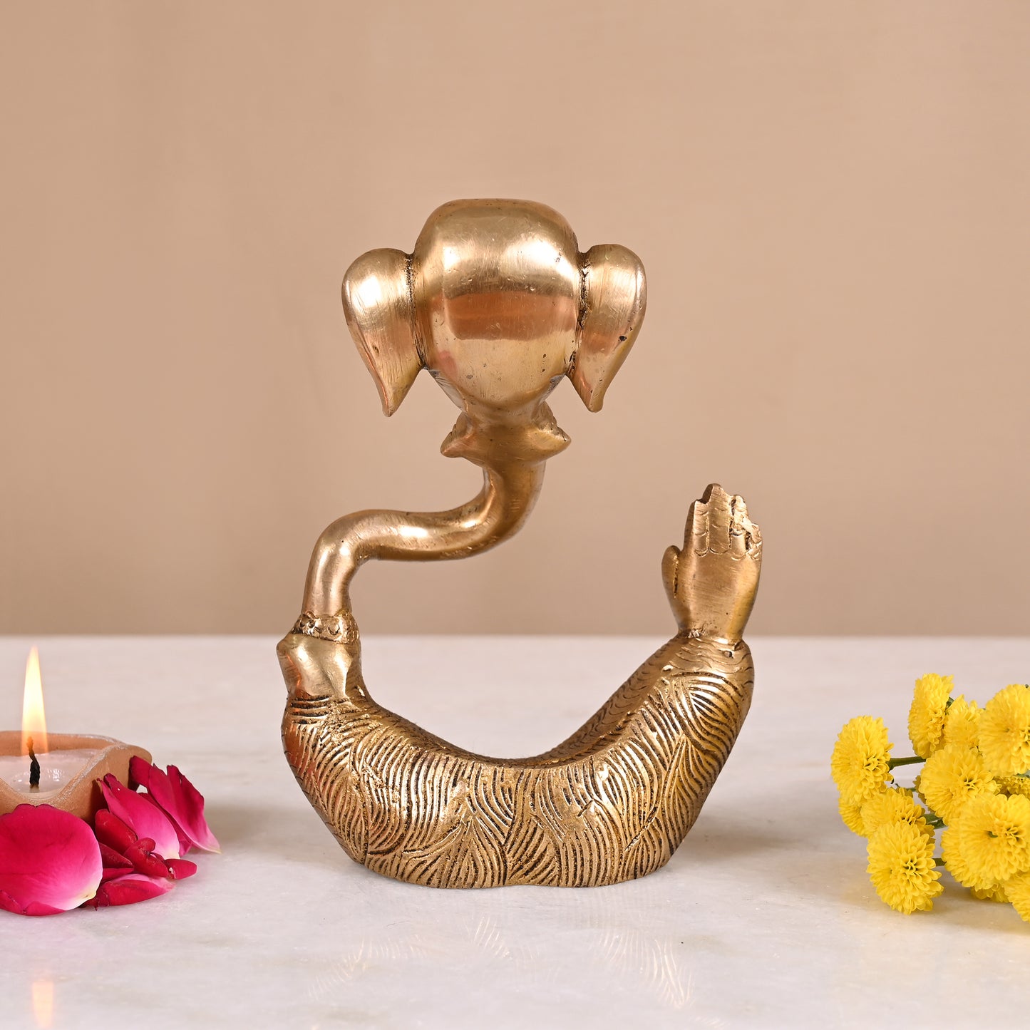 Brass Ganesha Modern Murti (6")