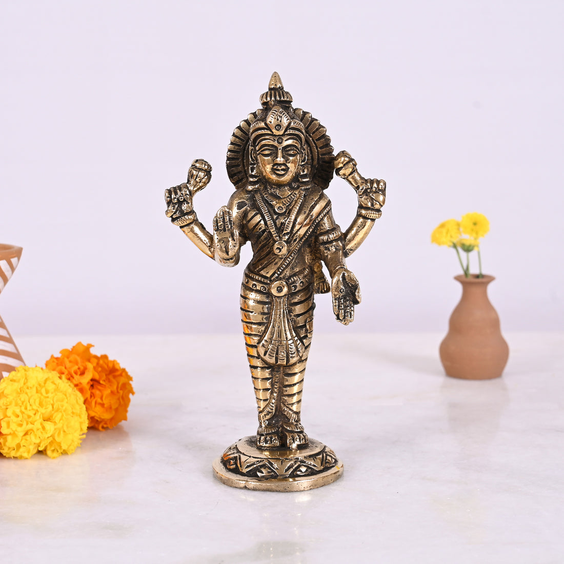 BRASS STANDING GODDESS LAKSHMI IDOL ( 7.5" )