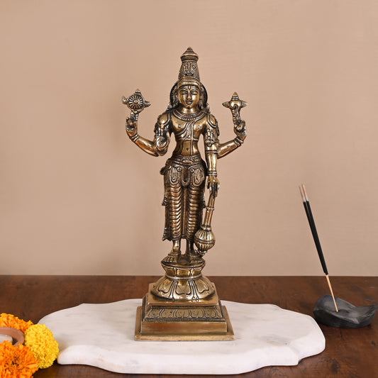 Brass God Vishnu Idol (11.5")