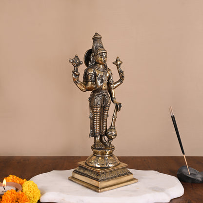 Brass God Vishnu Idol (11.5")