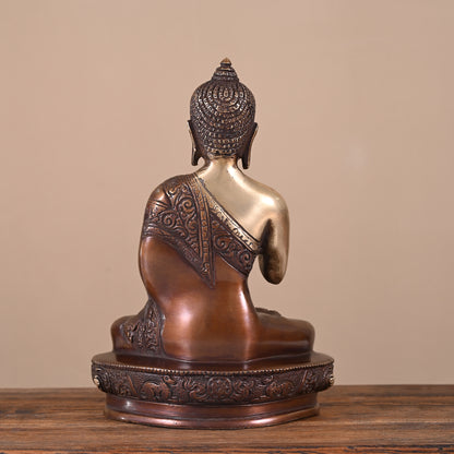 Brass Blessing Buddha Idol (11")