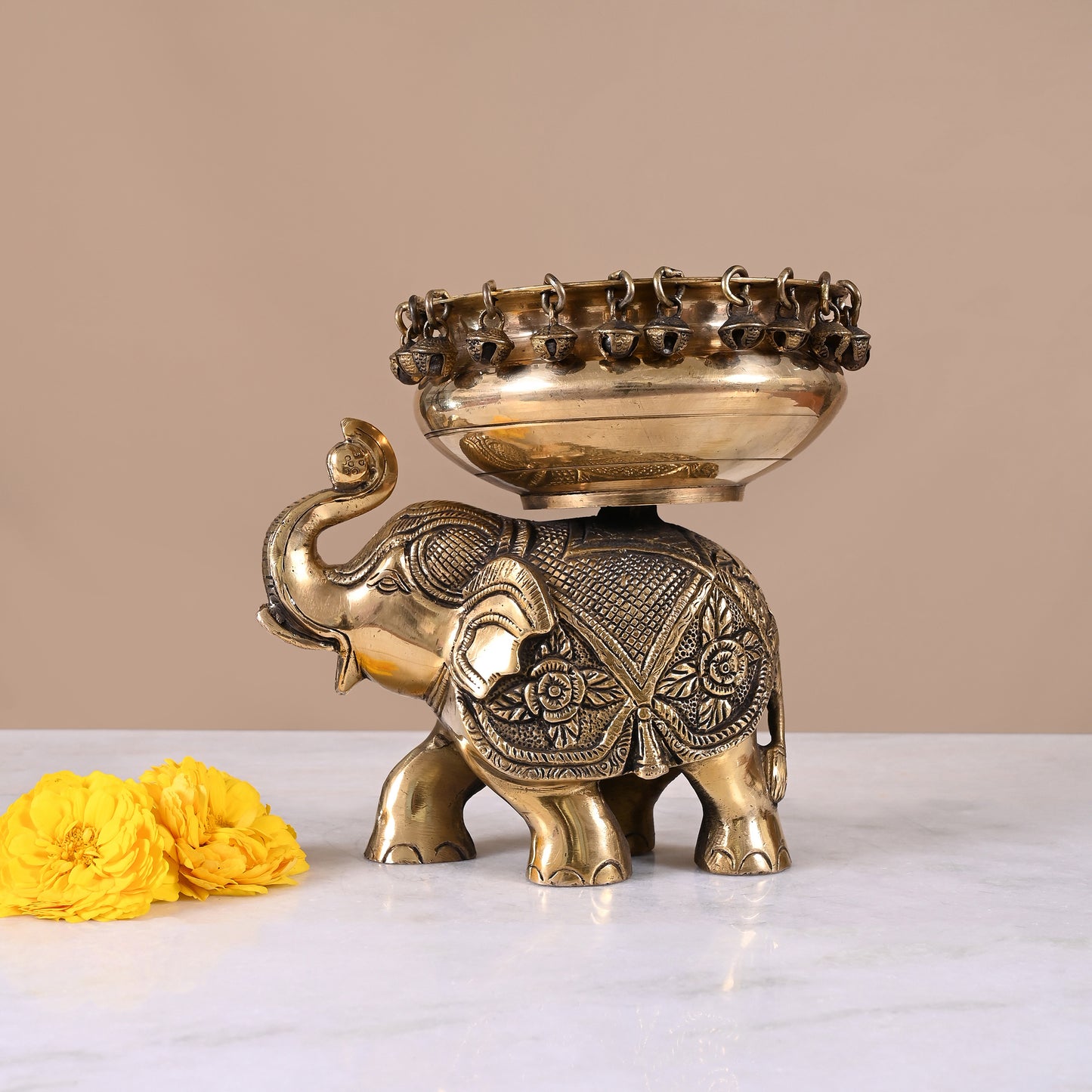 Brass Elephant Urli ( 8" )