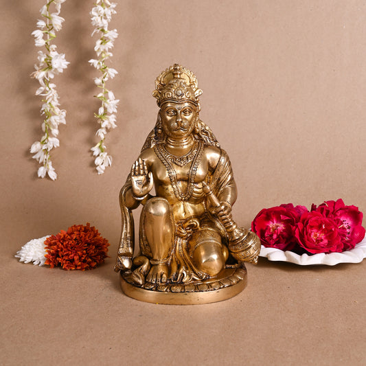 Brass Lord Hanuman Idol ( 9" )