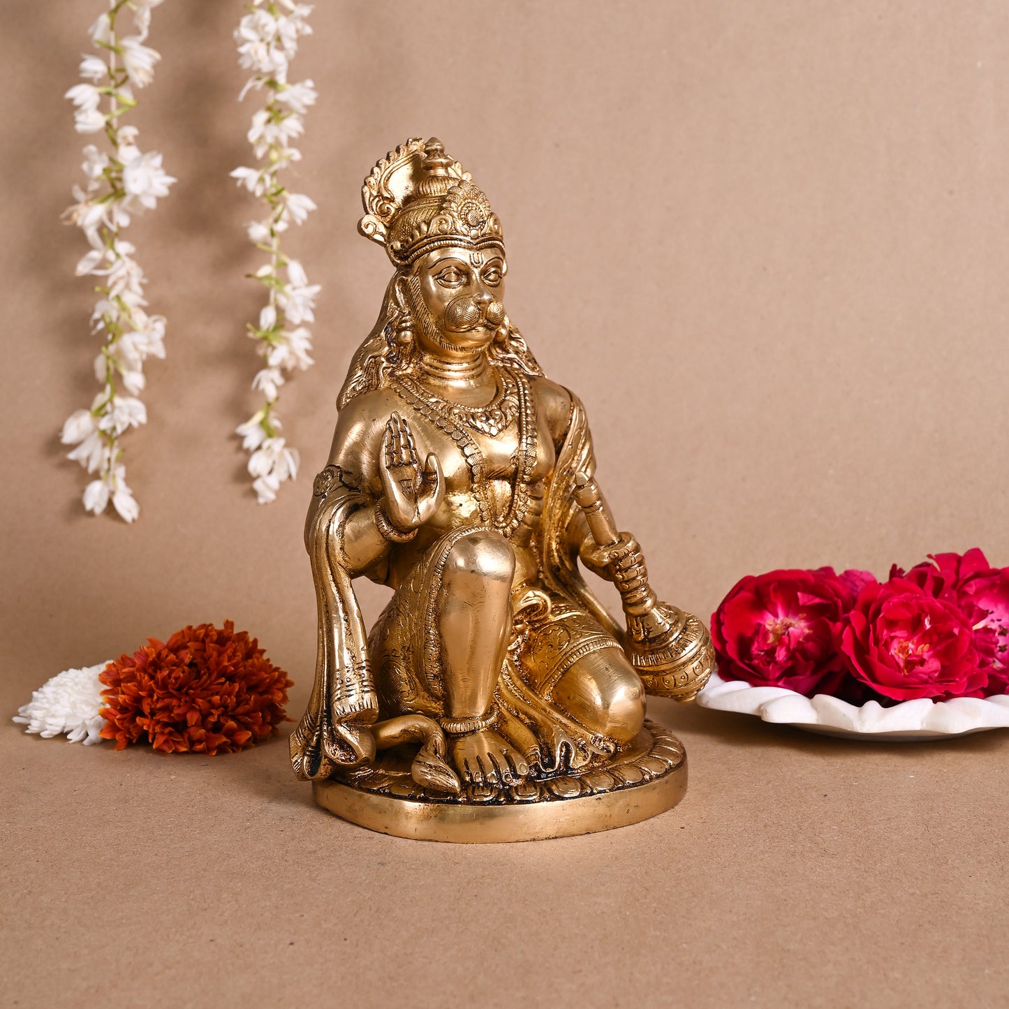 Brass Lord Hanuman Idol ( 9" )