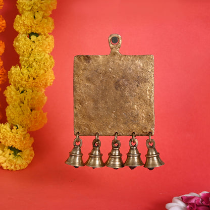 Brass 'Shubh' Wall Hanging With Bells (1")