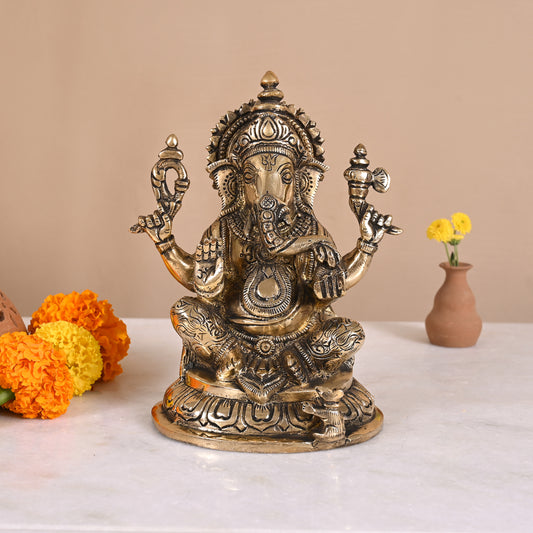 Brass Antique Ganesh Murti ( 7" )