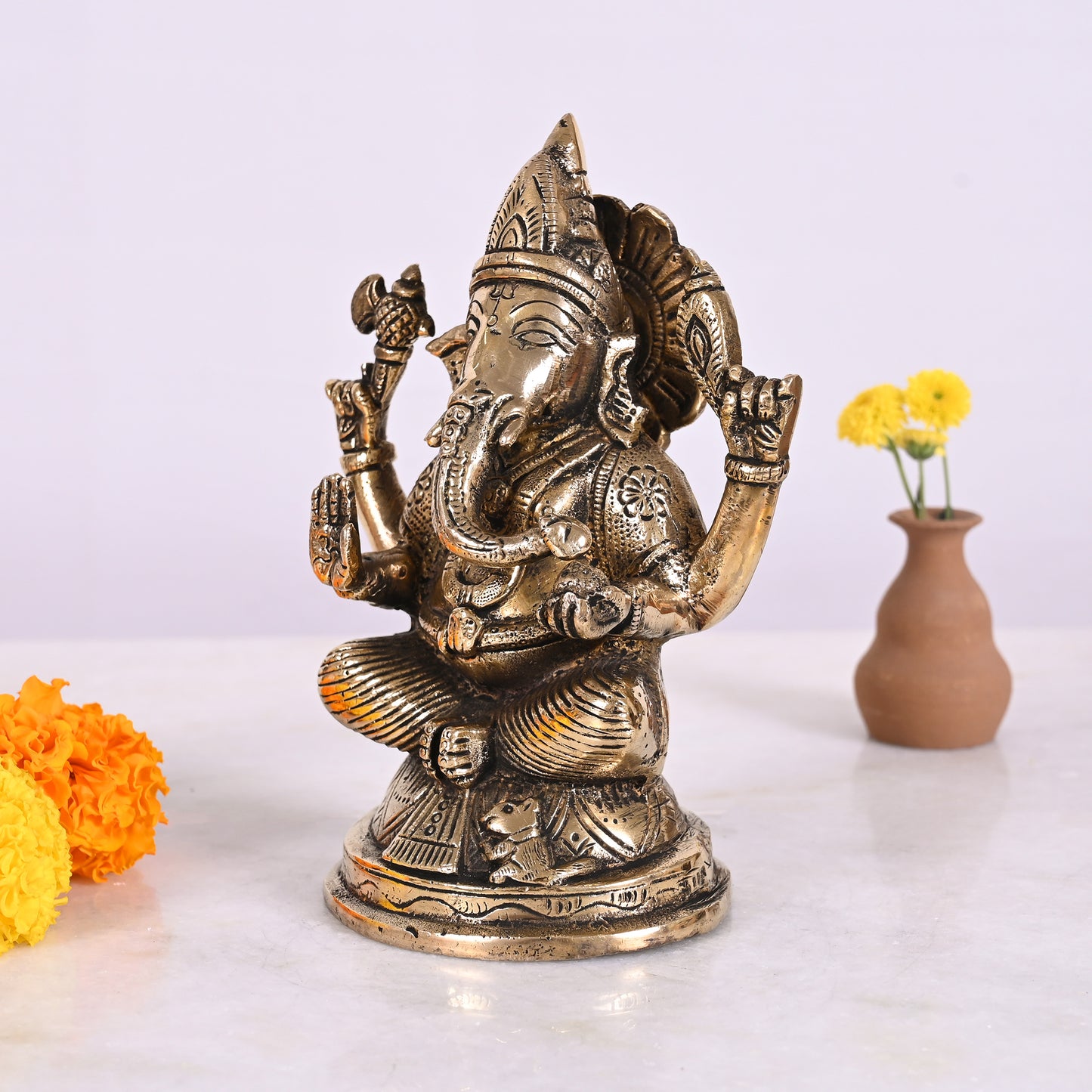 Brass Ganesh Idol (6")