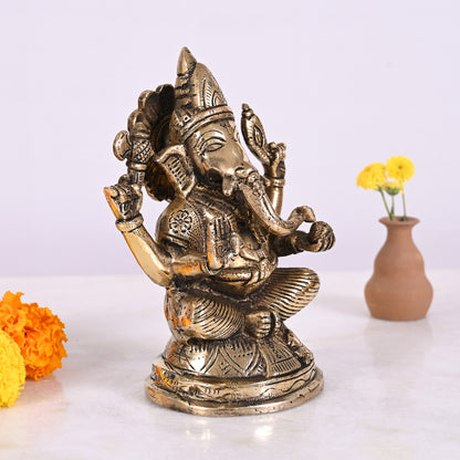 Brass Ganesh Idol (6")