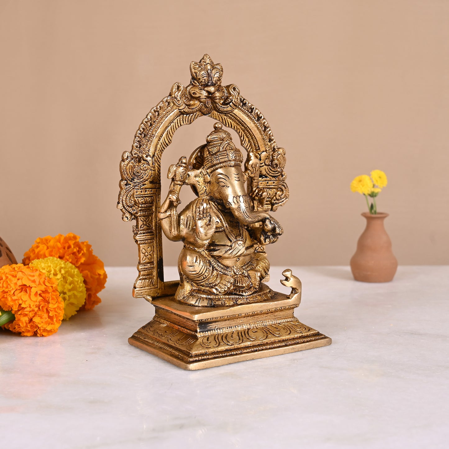 Brass Vinayagar Statue for Home (7")